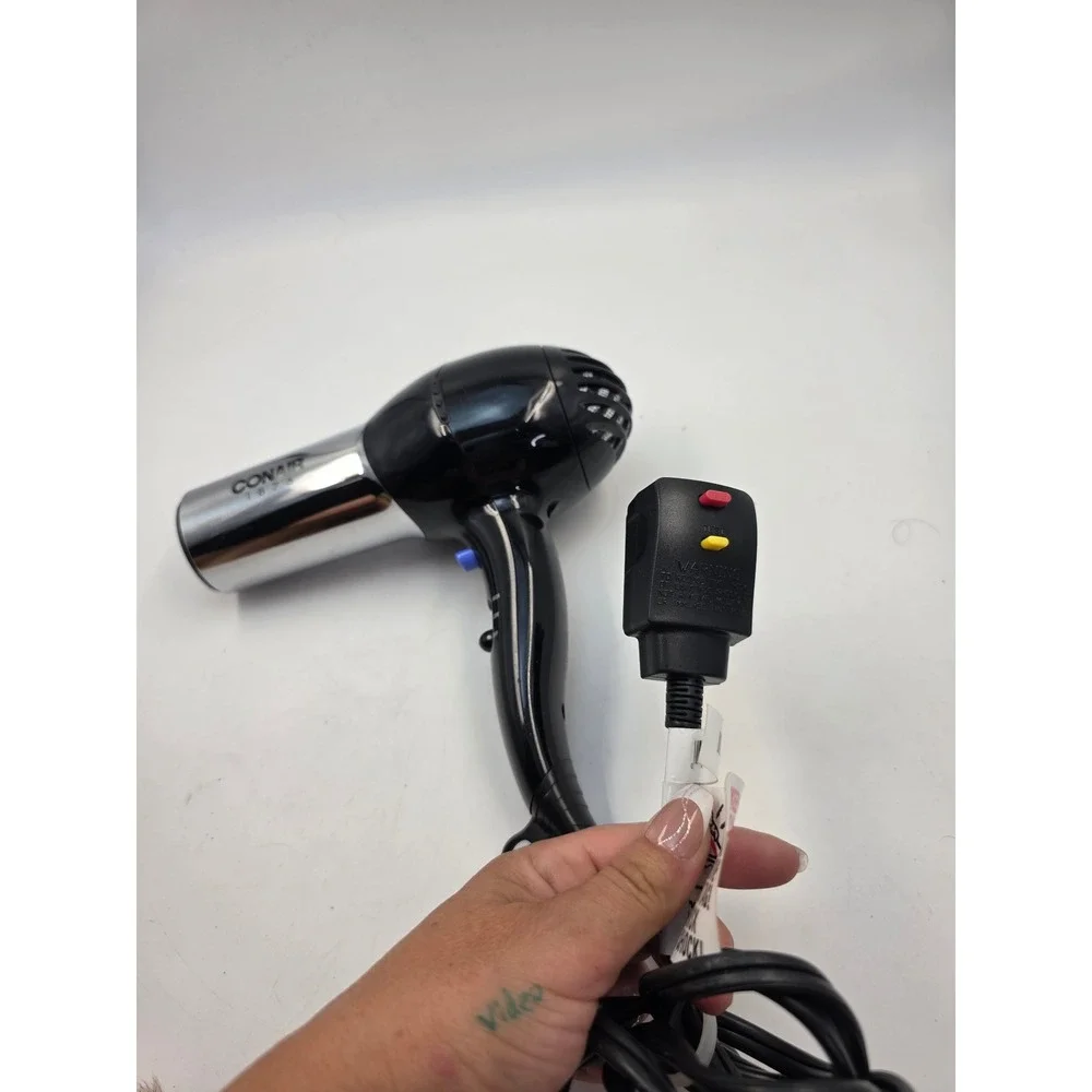 Conair 1875 Watt Hair Dryer Black Chrome Model 256X Heat Speed Settings